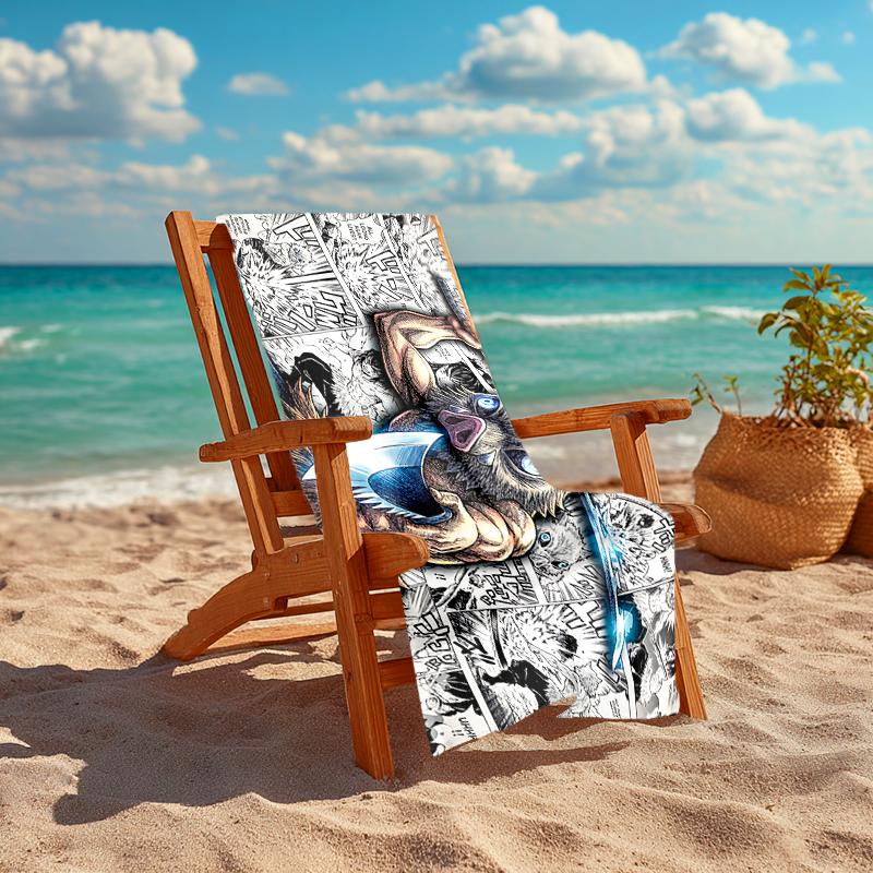 1Pc Warrior Cat'S Tale Beach Towel Quick Dry Multiuse For Beach Pool Gym Yoga Home Travel Christmas Halloween Xmas Gift S1730