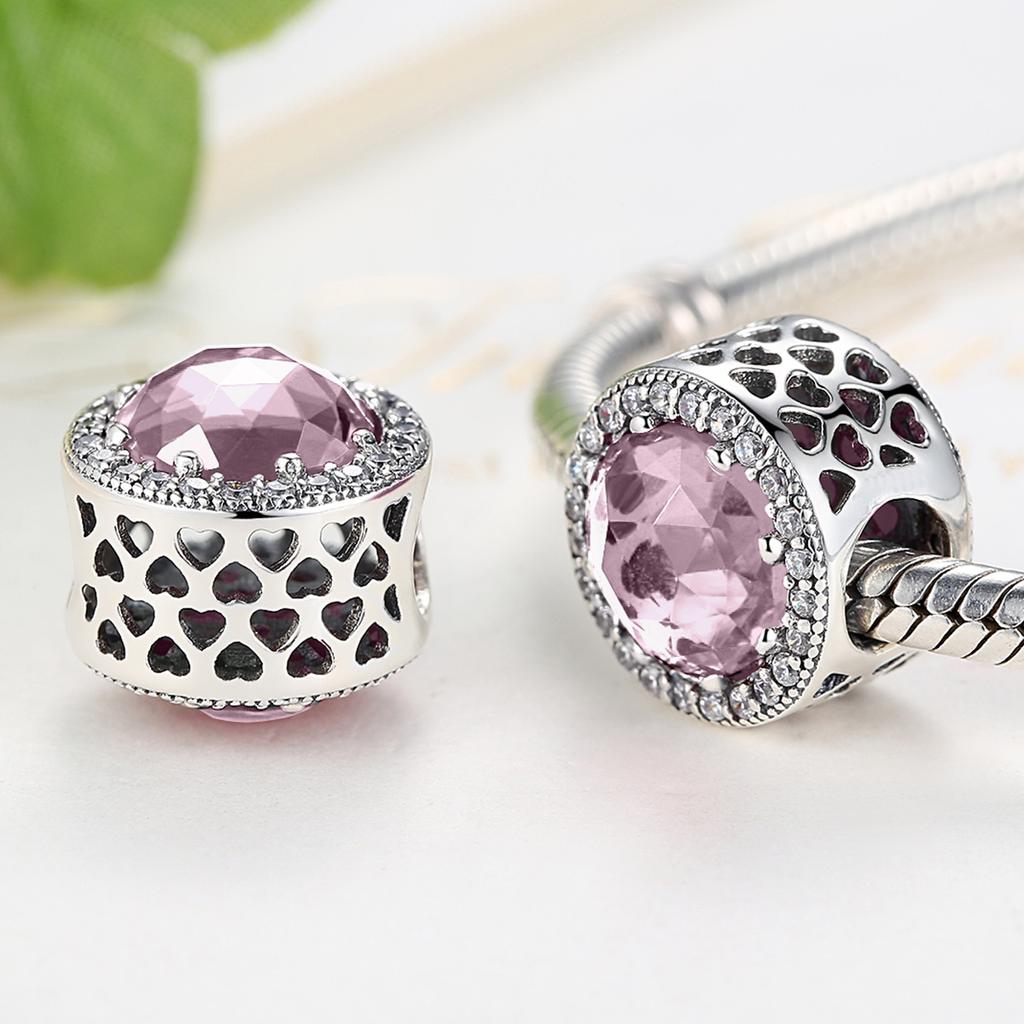 925 Sterling Silver Murano Glass Red Beads Blue Pink Purple Round Charm Plata De Ley 925 For Original Bracelet Jewelry