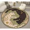 Yin and Yang Cat Round Carpet for Living Room Bedroom Decoration Non Slip Children's Room Crawling Floor Mat Popular Circle Rug
