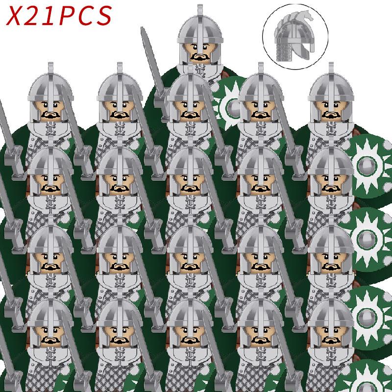 21 шт. MOC Фигурки Игрушка Средневековый Рыцарь Солдат Строительные блоки Кирпичики Подарок