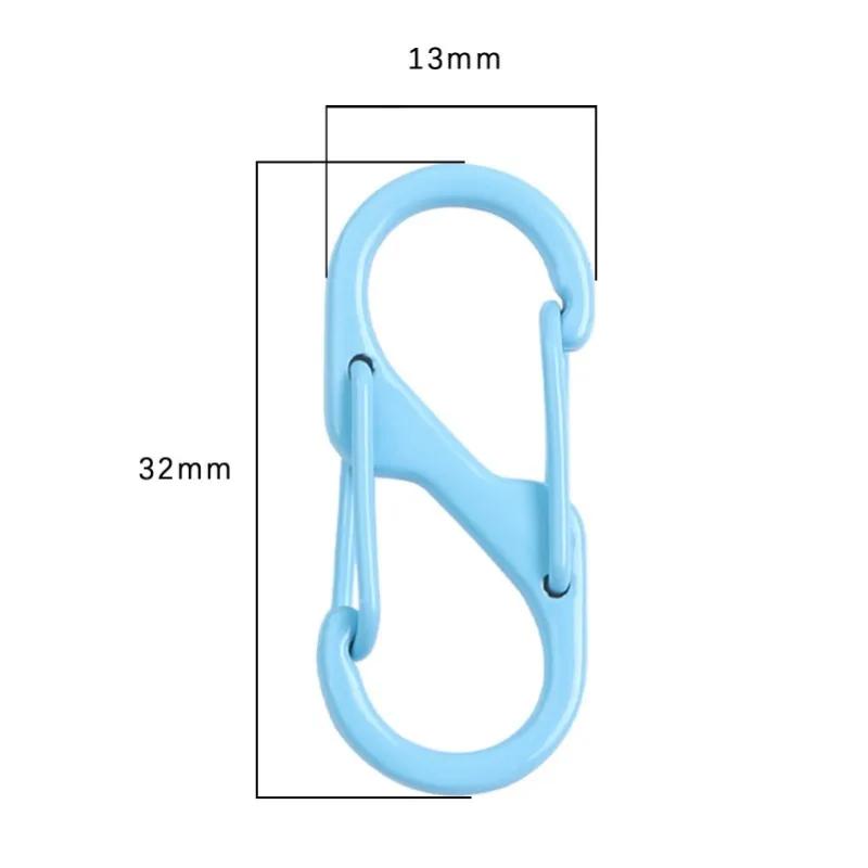 4pcs S Type Colorful Alloy Paint Spring Buckle Carabiner Anti-Theft Mini Keychain Hook Backpack Outdoor Hanging Connection Ring