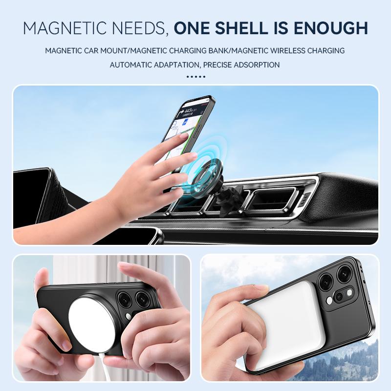 For Oppo Reno 13 14 Reno13 Reno14 Pro Case Magnetic Suction Metallic Colors Spacecraft Style Kickstand Soft Plating Cover Shell
