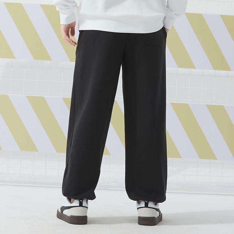 Puma Letter Logo Print Breathable Knitted Running Training Pants Unisex Pants Black 682928-01