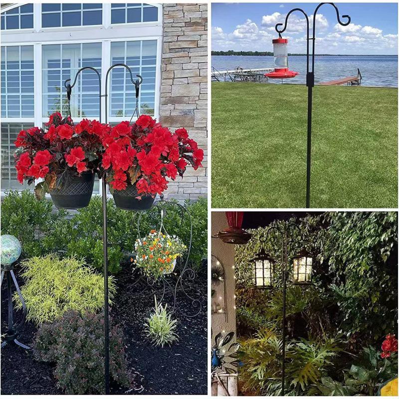 Железный садовый крюк-пастух с двойным кронштейном, устойчивый к ржавчине