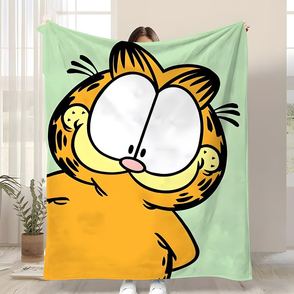 YELLOW CAT Garfield Throw Soft Coral Fleece Blanket 310gsm Fluffy Warm Throw for Sofa Bed Couch Bedroom Decor