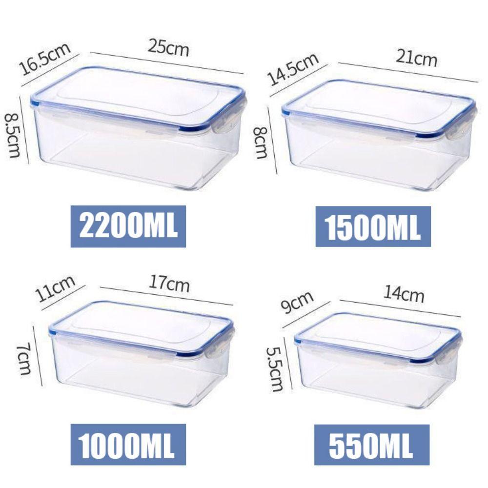 1/4PCS Sealed Rectangular Refrigerator Storage Box Plastic Microwave-heated Lunch Boxes