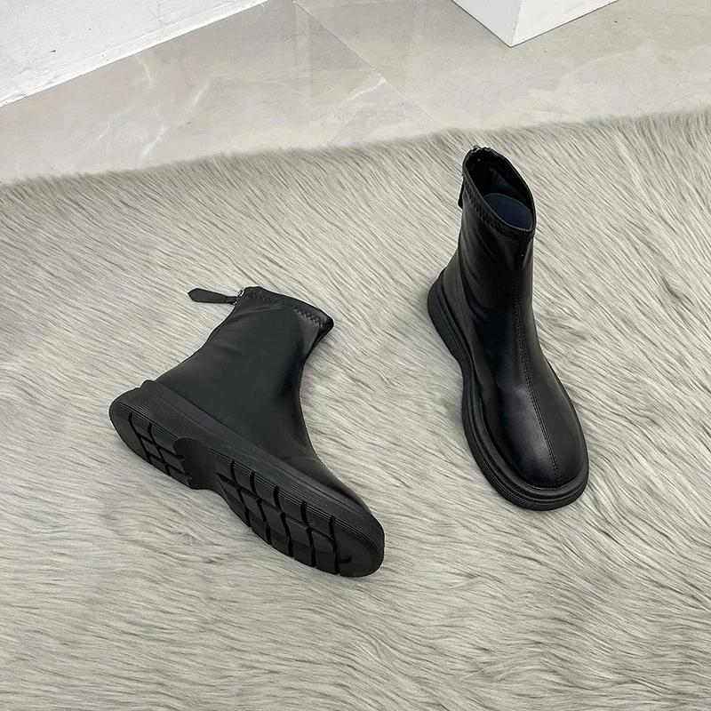 Fashion 2024 Women Long Boots Thick Sole Ladies Zipper Knight Flats Heel Boots Fashion Knee-high Boots Keep Warm Plush Winter Shoes