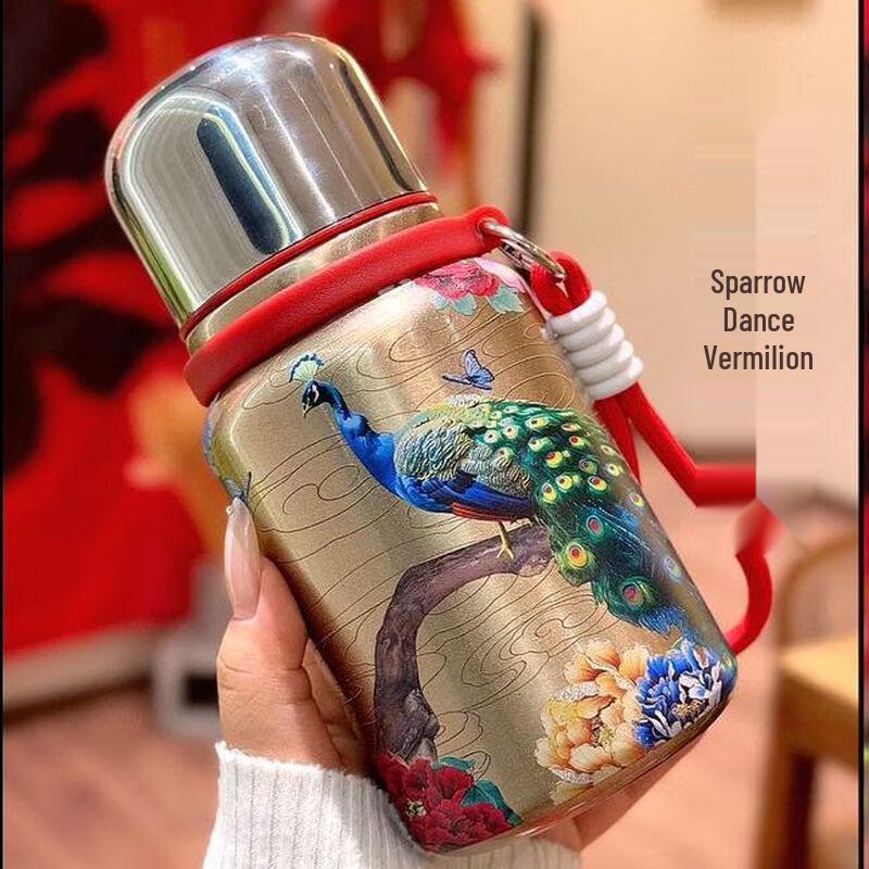 Китайский стиль Insulated Thermos Shangqi с карпом Кои и павлином