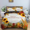 Autumn Thanksgiving Day Duvet Cover King Queen Cartoon Orange Pumpkin Turkey Bedding Set Maple Leaves Soft Polyester Quilt Cover
