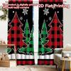 2 шт., Шторы с плоской 2D-печатью (Без Рода) Клетчатый Пейзаж Сосен Современные Модные Шторы на Рождественские Праздники