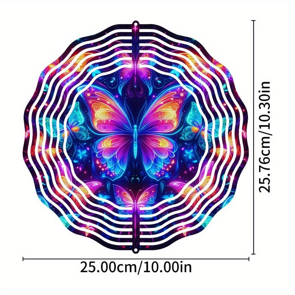 3D Metal Blue Butterfly Wind Spinner: Yard and Garden Decoration, 25.4cm Kinetic Outdoor Spinner, Spinfinity Wind Sculpture, No Feather, Classic Style