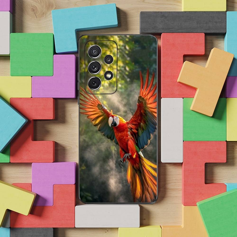 Cute Art Animal Parrot Case For Samsung S10,Plus,S9,S22,S25,Ultra,S24,S21,S20,S23,FE,Lite,Soft Silicone Black
