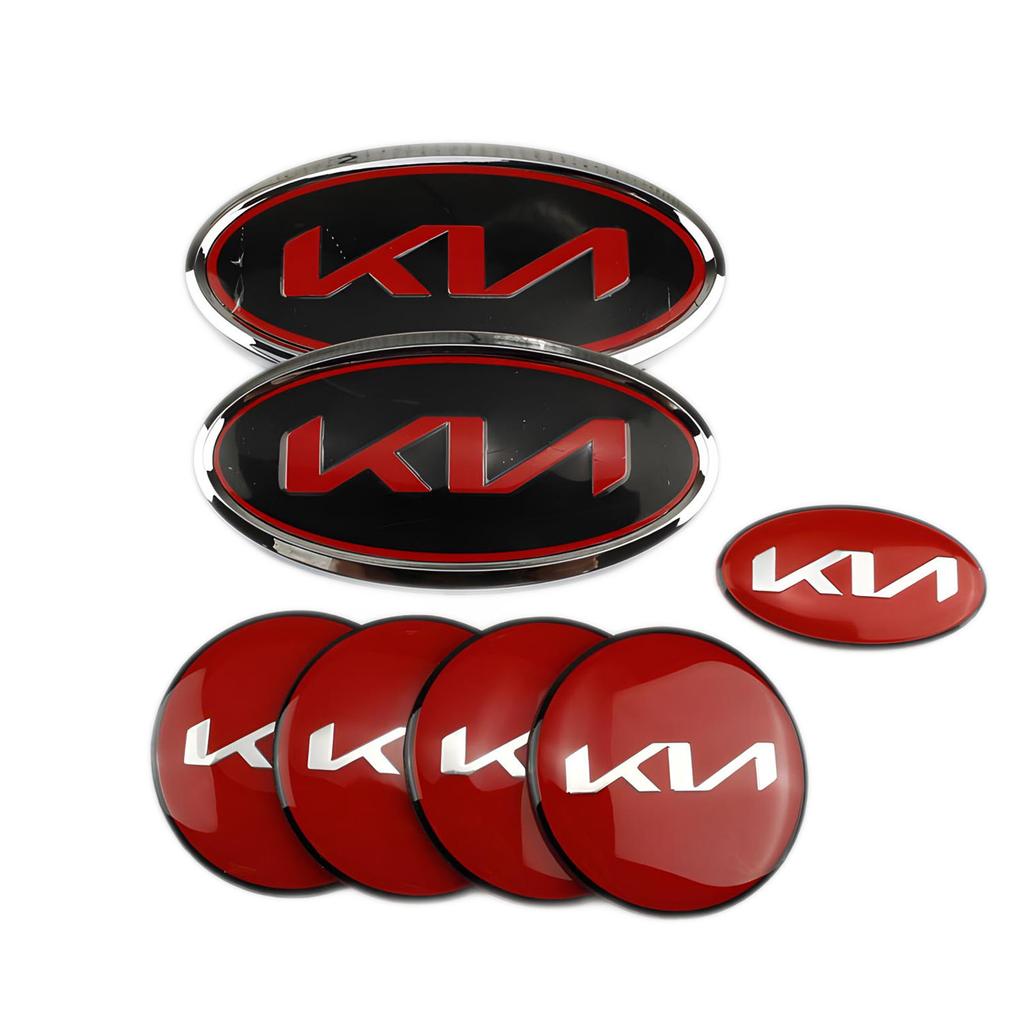 AABJD1 Car Front Grill Emblem Rear Trunk Badge Hub Center Sticker Steering Wheel Center Sticker for KIA K3 K5 Sportage R Sorento Carens