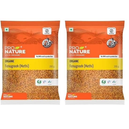 Pro Nature Organic Fenugreek Methi Seeds, 200Gm (Pack of 2)