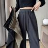 Wide-leg Pants Women's Autumn and Winter Fleece Thickened Loose and Thin Extra Large-size Women's Straight Casual Trousers
