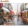 Paris Street DIY Painting By Numbers Handpainted Canvas Painting Home Wall Art Picture For Living Room Unique Gift 40X50