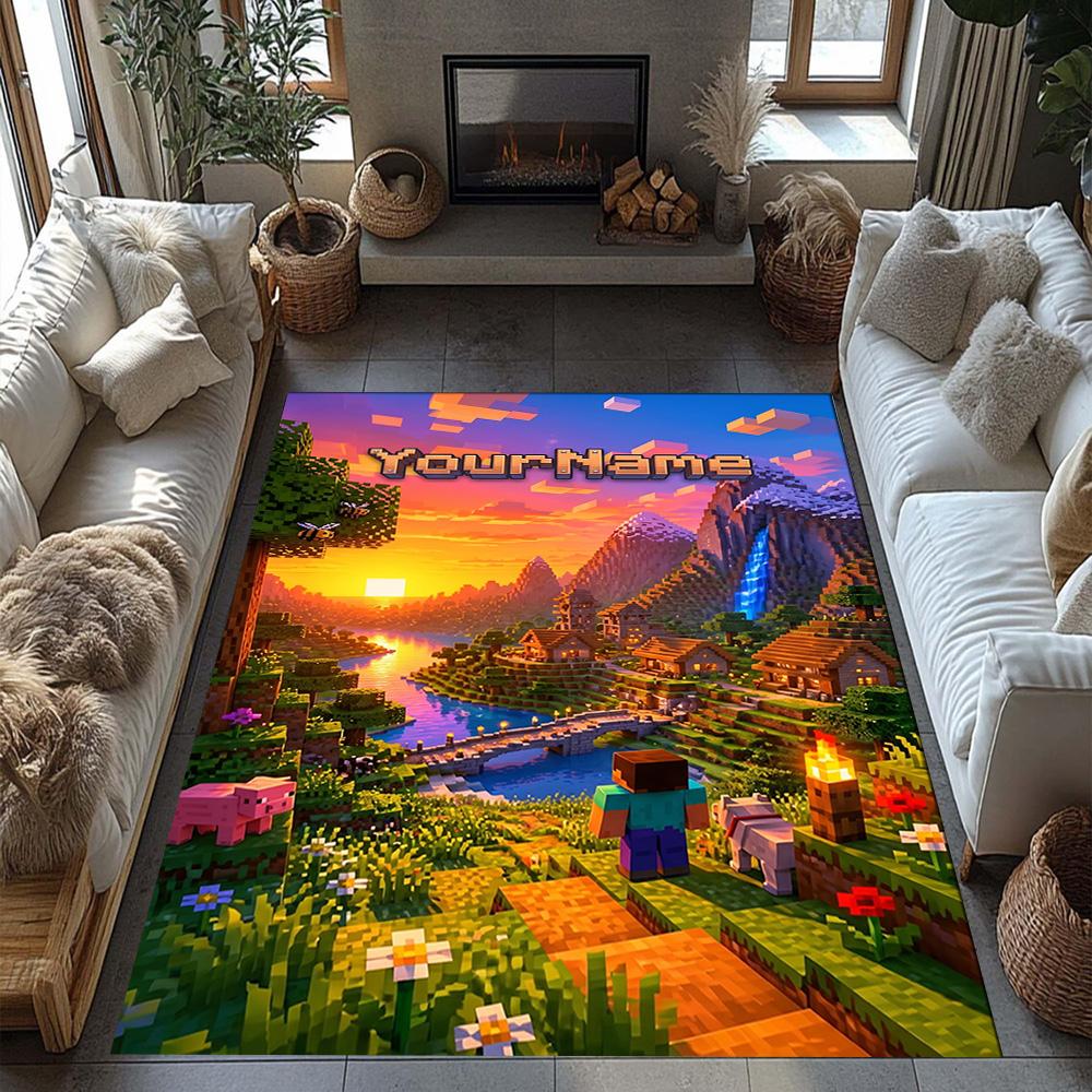 Minecraft 41 Personalized Name Floor Rug Office Rug Suitable for Dining Room Foyer Kitchen Study room Antislip Carpet Decorate Offices