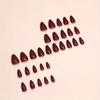 24pcs Glossy Red Press On Nails Minimalist Style Fake Nails Medium Almond Wine Red False Nails Full Cover Acrylic Nails For Women Girls Daily Wear