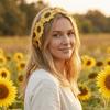Colorful Pastoral Style Headscarf Scarf Knitted Hair Band Sweet Flowers Hairband  Photography Prop