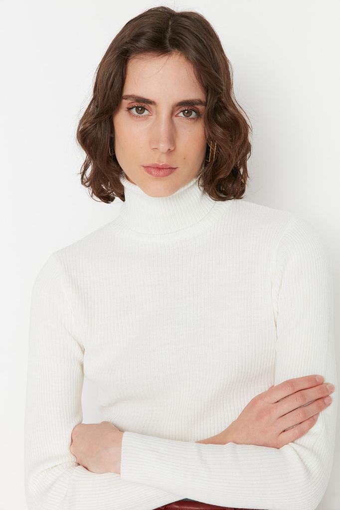 Women's Elegance Style Sweater Green Basic Turtleneck Knitwear Sweater