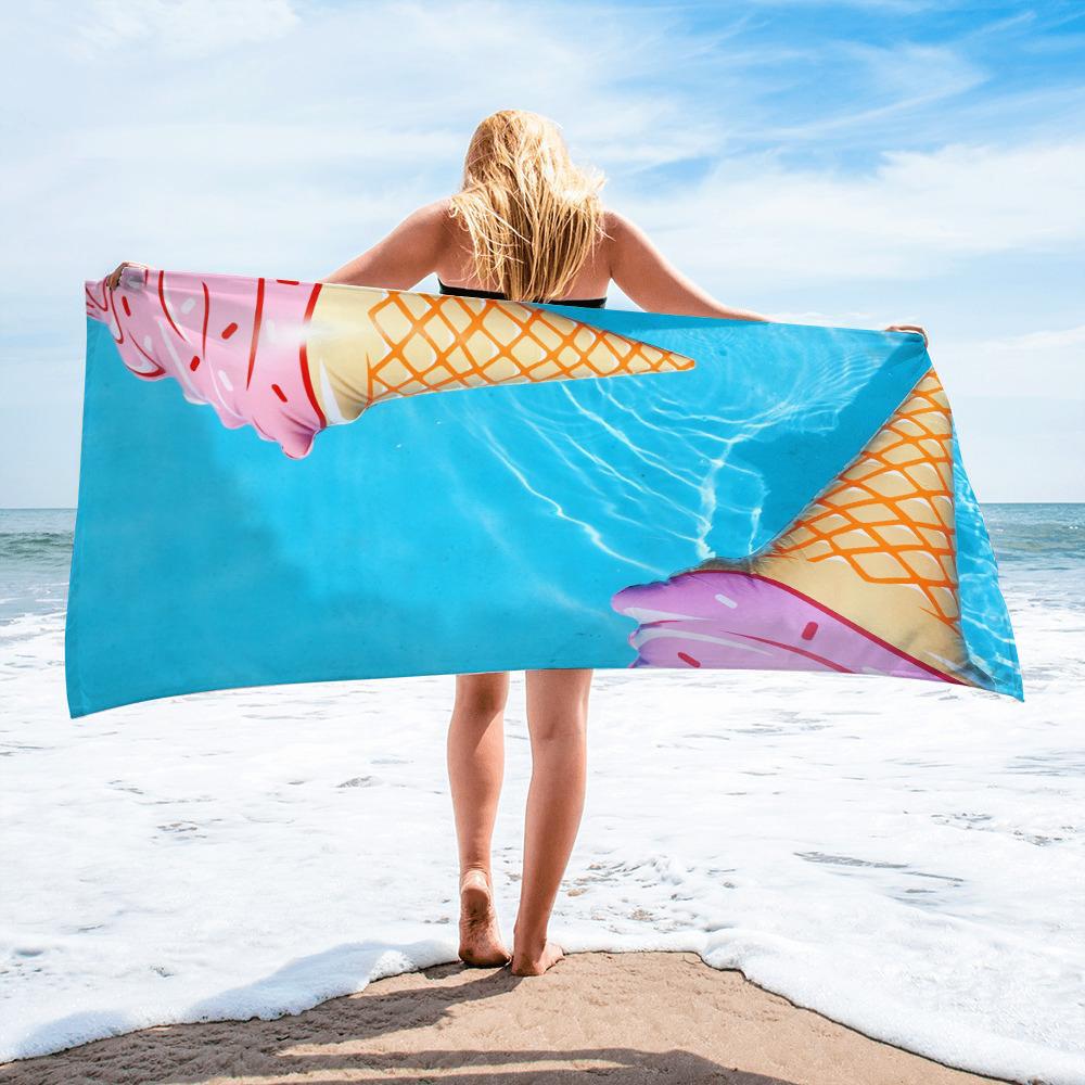 Marine Animal Series Microfiber Double-sided Velvet Swimming Towel Versatile Square Towel Beach Towel