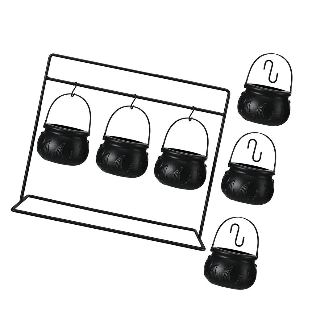 Pack Of 3/6/9 Halloween Witch Cauldron Candy Bowls With Metal Stands For Indoor Outdoor Party Tabletop Decorations