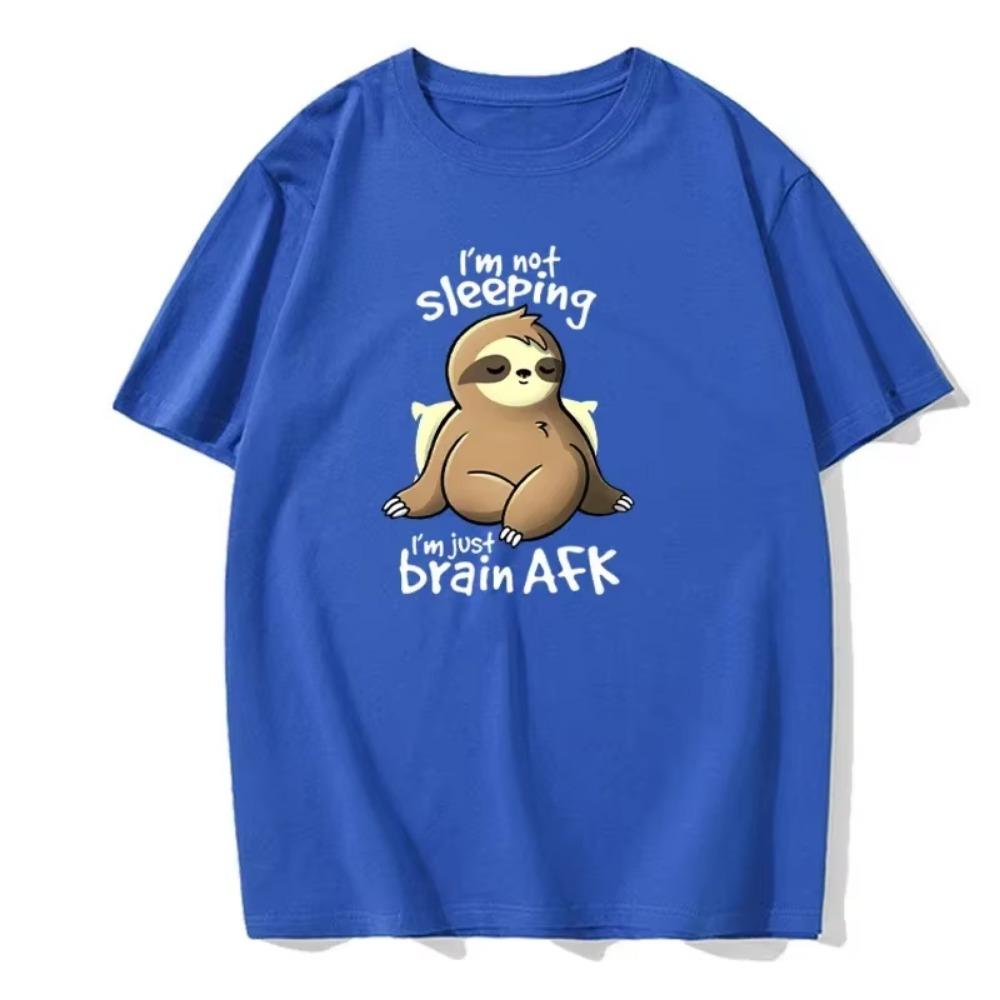 Я не сплю, я просто мозг Afk Kawaii Sloth Print Clothing Мужская уличная футболка Small Футболка с принтом из хлопка Street Creative