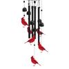 Red Bird Wind Chime with 4 Tubes Weather-resistant Vintage Indoor Outdoor Garden Yard Patio Hanging Metal Wind Bell Decoration