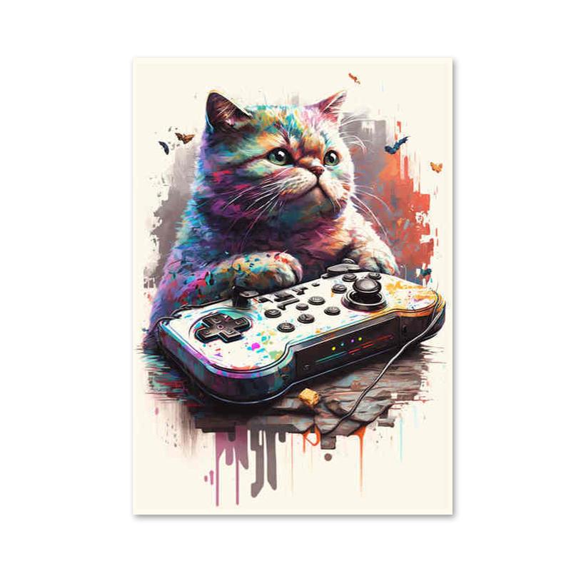 Мультяшные игровые контроллеры, консольные постеры и принты, наушники, холст, картины, настенное искусство для бара, игровая комната, домашний декор
