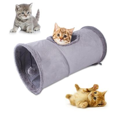 YOASONEK Кошачий туннель, Игрушка для кошек, Отверстие в туннеле, Популярная игрушка для питомцев, Снятие стресса, Складной, Стильный, Легко хранить, Снятие стресса (Серый)