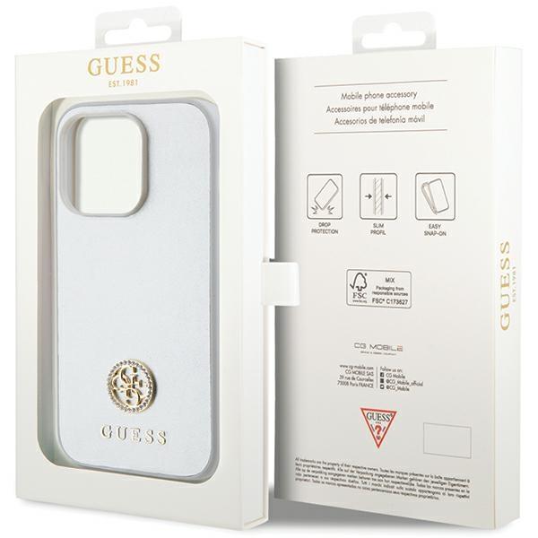 Etui do iPhone 15 Pro Guess Strass Metal Logo Srebrne