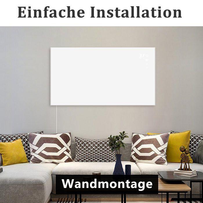 Radiateur infrarouge mural - NETTLIFE - 90x50x1 cm - 450 W - Télécommande - Programmable