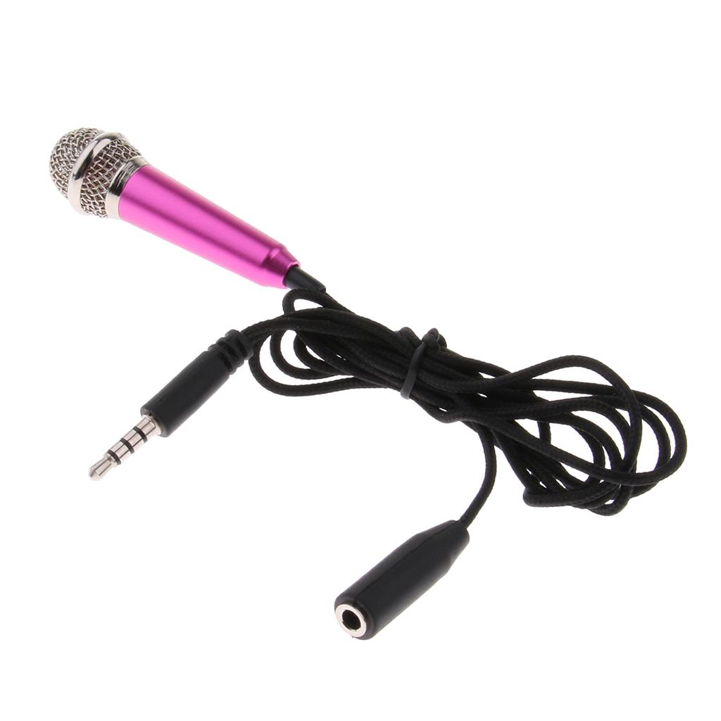 Mini 3.5mm Wired Cell Phone Microphone Stereo Mic for Chatting Singing Red