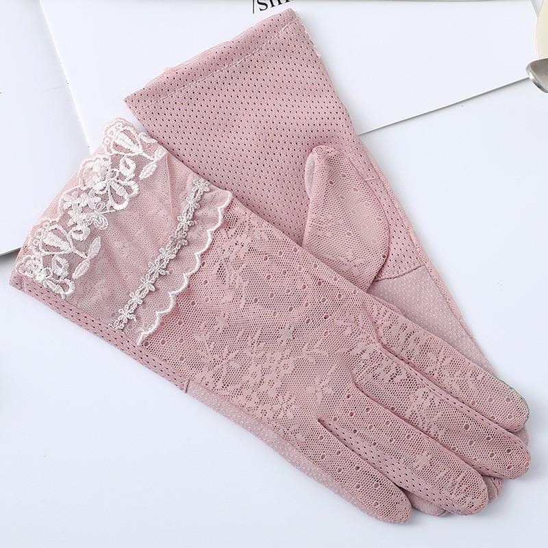 Весенне-летние перчатки для защиты от солнца, кружевные перчатки с кружевом и сенсорным экраном, женские перчатки для вождения, легкие дышащие уличные солнцезащитные перчатки для велоспорта