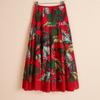 Spring/Summer Cotton and Hemp Printed Skirt Ethnic Style Retro Tourism Photography Holiday Skirt Umbrella Skirt