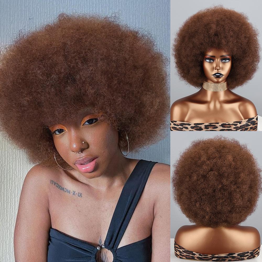 XINRAN Fluffy Wigs Synthetic Short Curly Wig Large Roll Extension Large Short Curly Flexible Soft Natural Full Bob Wigs For Women Cosplay Daily