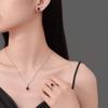 925 Sterling Silver Vintage Diamond Red Zircon Necklace Earrings Ring Set Birthday Anniversary Wedding Party Set Gift