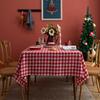 Christmas Party Tablecloth Red White Checkered Nordic Simple Cotton Linen Rectangular Table Cover