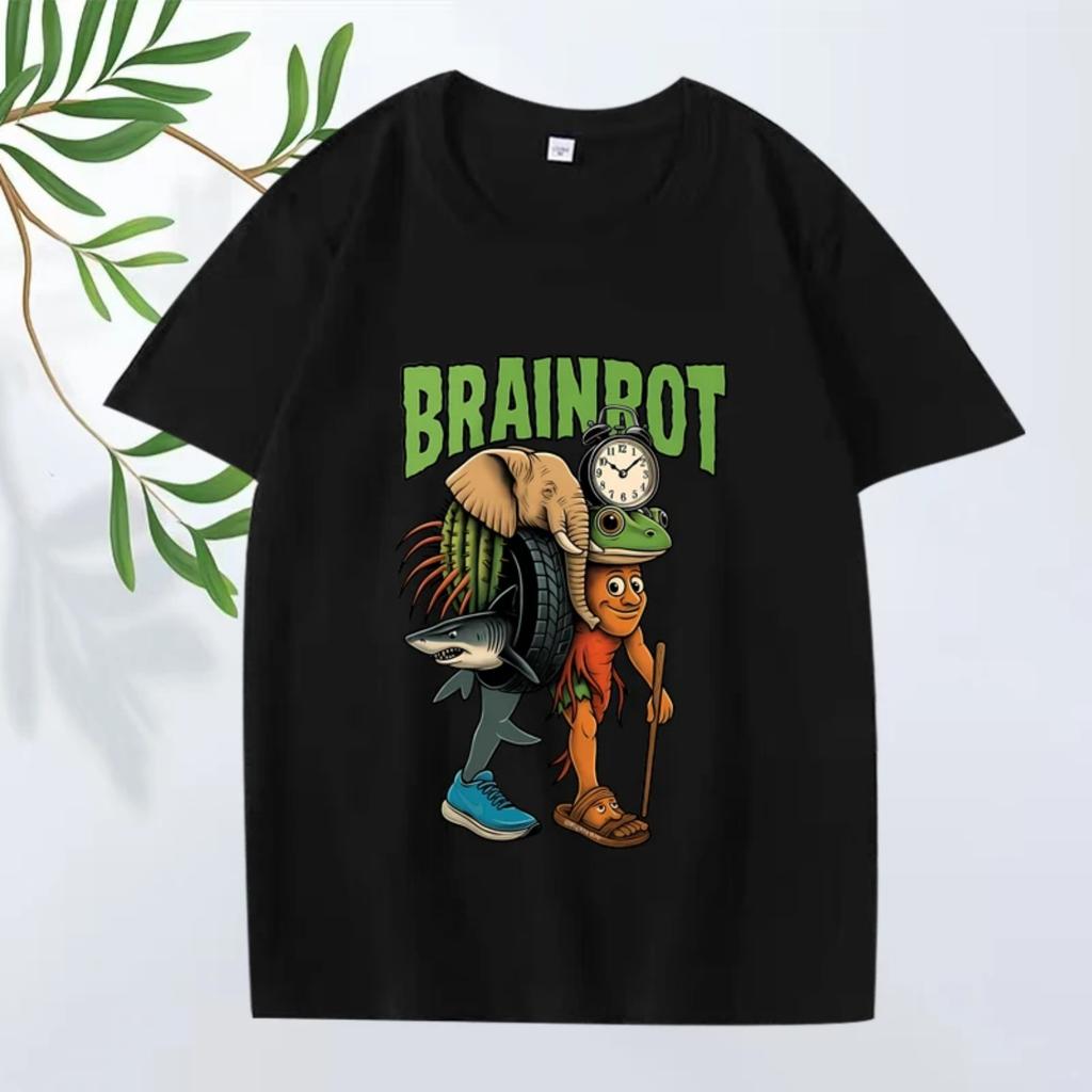 Итальянский Brainrot смешные графические футболки мужские женские Оверсайз 100% хлопок уличная мода короткий рукав Летний принт Унисекс топы