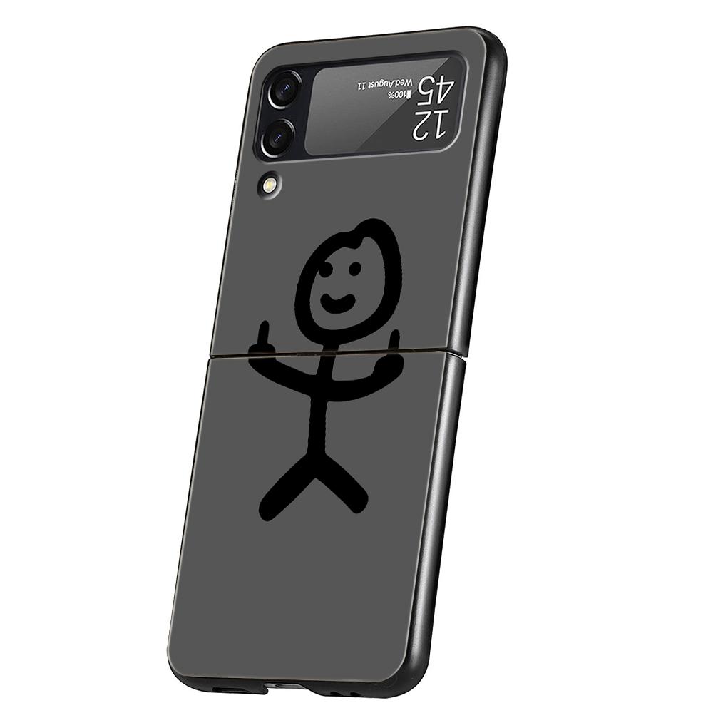 Мультяшный чехол Matchman из твердого поликарбоната для Samsung Galaxy Z Flip 5 4 3 Черный чехол для Galaxy Z Flip 6 Складной противоударный чехол-сумка