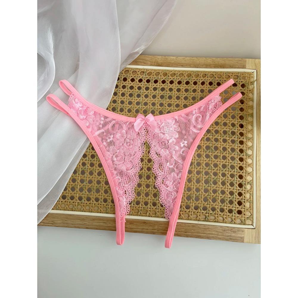 Custom Name Crystal Letter Briefs Sexy Lace Crotchless Knickers Hollow Waist Panties Open Gear Underpants Girlfriend Wife Gift