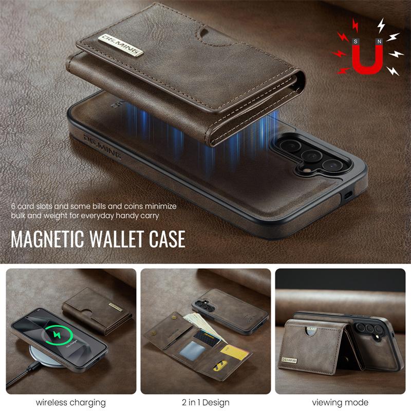 Магнитный отстегивающийся чехол-книжка из кожи 2 в 1 для Samsung Galaxy S25 FE S25 Edge S24 Plus S23 S22 S21 Ultra, кошелек, карман для карт, задняя крышка, коке