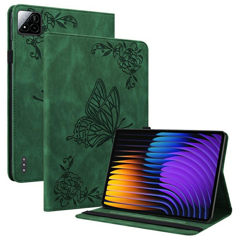 Чехол для Xiaomi Poco Pad X1/Pad 8 Pro/Pad 8/Pad 7 Pro/Pad 7, Кожаный чехол-книжка из PU кожи с принтом «Цветок бабочки» для планшета, с отделениями для карт