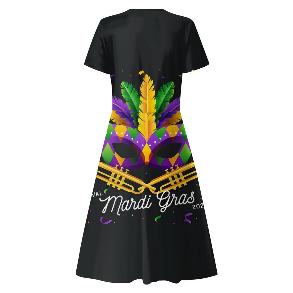 Женское летнее повседневное модное свободное платье с коротким рукавом и v-образным вырезом с принтом