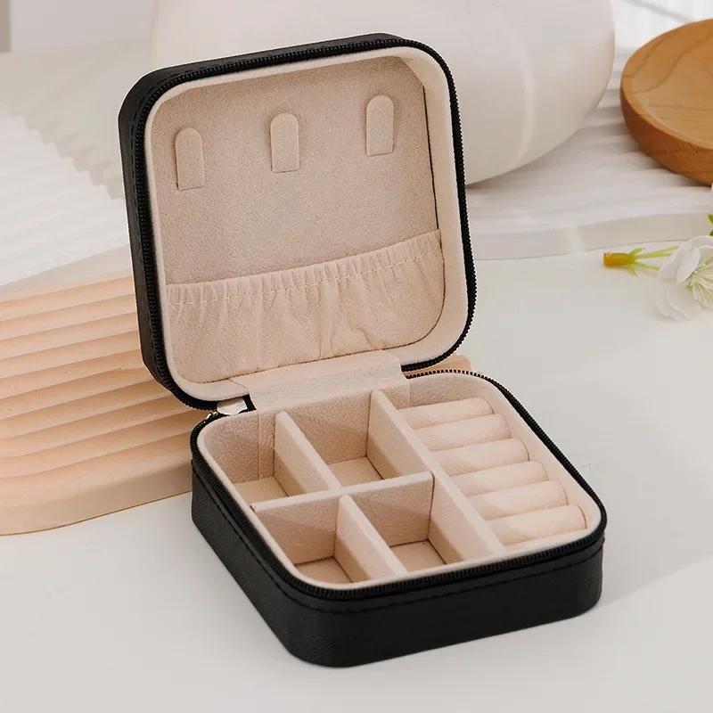 Mini PU Jewelry Box - Portable Ring Earring Organizer Case, Small Jewelry Storage Pouch for Travel & Home Use