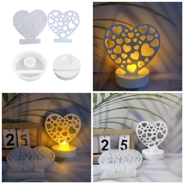 Candle Base Gypsum Mould Heart Shaped Candle Holder Mold Decorative Silicone Ornament Mould Practical Jewelry Tool
