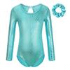 Girls Gymnastic Leotards Long Sleeve Unicorn Mermaid Unitard Sparkly Tumbling Dance Leotards for Kids 2-10 Years