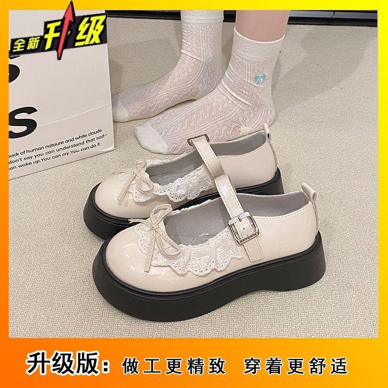 Бантик кружево девичье сердце милые туфли Мэри Джейн маленькие кожаные туфли женские 2025 весна и лето новая платформа одинарные туфли женские