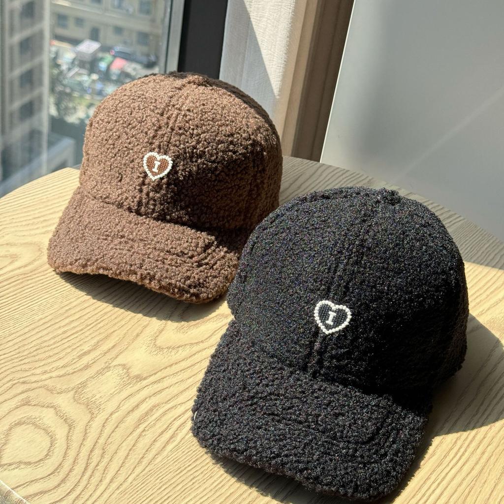 New Hat for Women In Autumn and Winter Love Wide Brim Peaked Hat Winter Warm Thickened Big Head Circumference Small Baseball Cap Showing Face