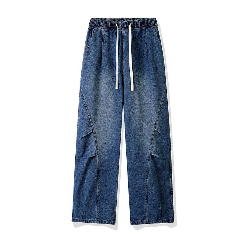 2025 Spring Men Denim Pants Men Jeans Wide Leg Pants Loose Straight Baggy Men Jeans Hip Hop Streetwear Skateboard Denim Trousers